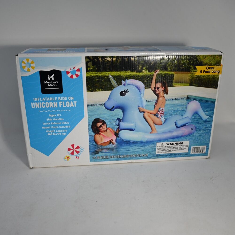 Member's Mark Inflatable Ride On Unicorn Pool Float 74" New Sealed